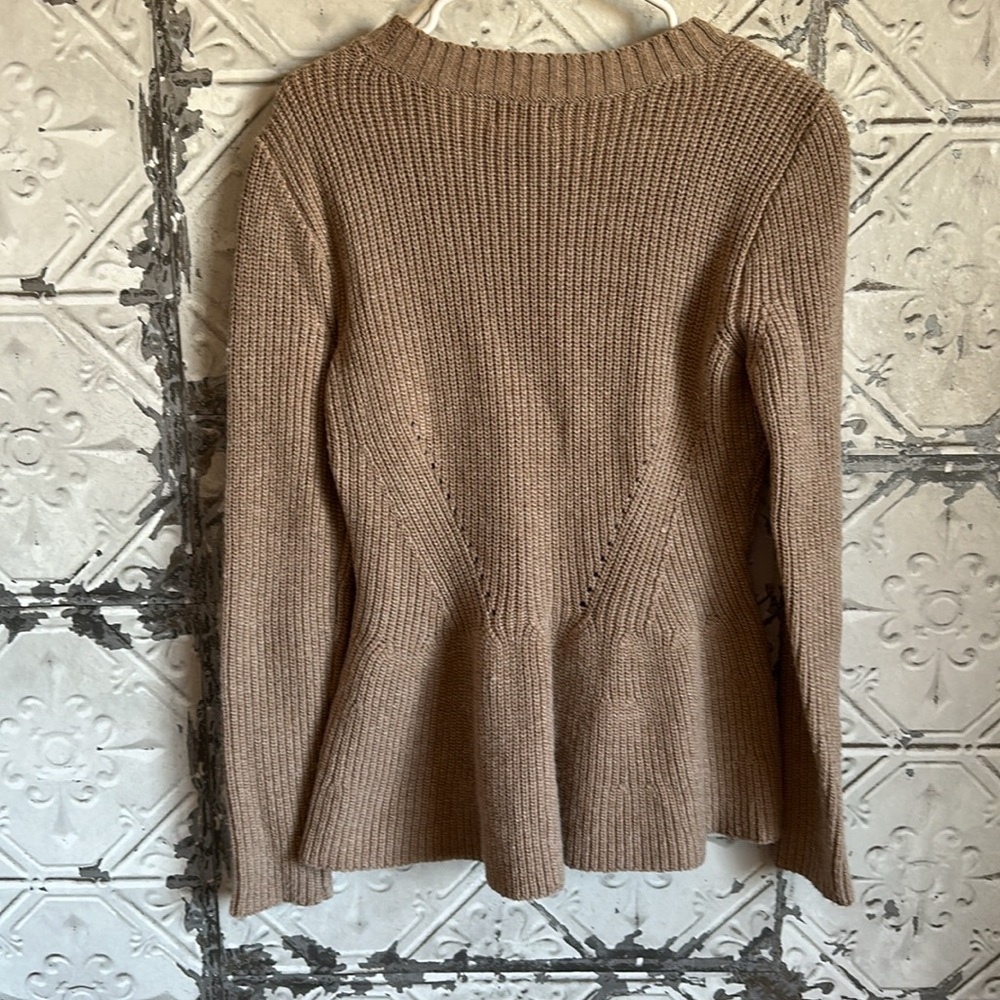 POL Women's Scoop Neck Peplum Sweater in Beige - Picture 3 of 4